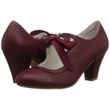 Burgundy 6,5 cm WIGGLE-32 retro vintage cuben heels maryjane pumps