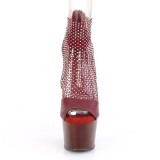 Burgundy high heels 18 cm ADORE-765RM glitter platform high heels