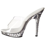 Clear Rhinestone Platform 13 cm LIP-101SDT Women Mules Shoes