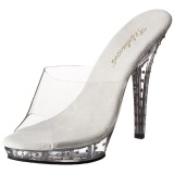 Clear Rhinestone Platform 13 cm LIP-101SDT Women Mules Shoes