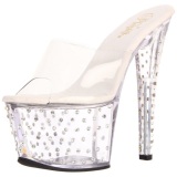 Clear Rhinestone Platform 18 cm STARDUST-701 Women Mules Shoes