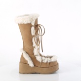 Faux Fur Trim 7 cm CUBBY-311 lolita alternative womens boots platform in brown