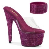 Fuchsia 18 cm 712RS pleaser high heels with ankle cuff rhinestone platform