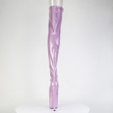 Glitter 20 cm PEEP TOE purple thigh high boots with laces high heels