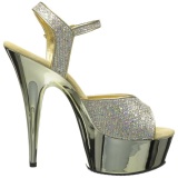 Gold 15 cm Pleaser DELIGHT-609G Chrome Platform High Heel