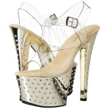 Gold 18 cm Pleaser STARDUST-708 High Heels Chrome Platform