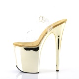 Gold 20 cm FLAMINGO-808 Chrome Platform High Heels