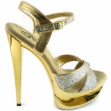 Gold Glitter 16,5 cm Pleaser ECLIPSE-619G Platform Stiletto High Heels