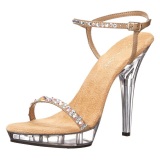 Gold Rhinestone 13 cm LIP-131 Acrylic Platform High Heeled Sandal