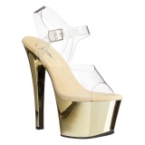 Gold Transparent 18 cm SKY-308 High Heels Platform