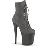 Gray Faux Suede 20 cm FLAMINGO-1020FST Exotic pole dance ankle boots