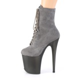 Gray Faux Suede 20 cm FLAMINGO-1020FST Exotic pole dance ankle boots