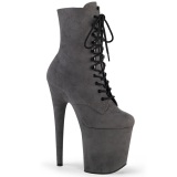 Gray faux suede 20 cm FLAMINGO-1020FS Pole dancing ankle boots