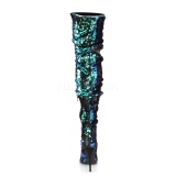 Green Sequins 13 cm COURTLY-3011 Pleaser Overknee Boots