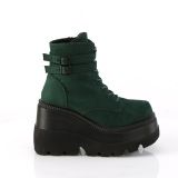 Green faux suede 11,5 cm SHAKER-52 wedge ankle boots platform black