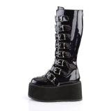 Hologram 9 cm DAMNED-318 emo knee high women boots platform with buckles black