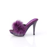 Leatherette 11,5 cm ELEGANT-401F purple mules high heels with marabou feathers