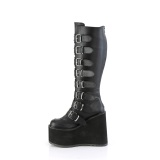 Leatherette 14 cm demoniacult stretch platform boots with wide calf