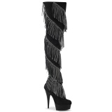 Leatherette 15 cm DELIGHT-3065 Fringe Thigh High Boots