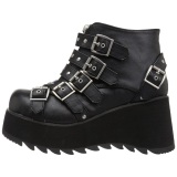 Leatherette 8 cm DemoniaCult SCENE-30 goth ankle boots with buckles