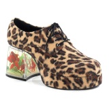 Leopard PIMP-02 mens pimp shoes lace-up with goldfish aquarium heel