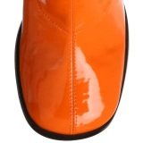 Orange boots block heel 7,5 cm - 70s years style hippie disco gogo under kneeboots patent leather