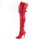 Patent 13 cm SEDUCE-3028 Red overknee boots with laces