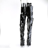 Patent 13 cm SEDUCE-3082 high heeled thigh high boots with lace up