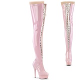 Patent 15 cm DELIGHT-3027 Rosa overknee boots with laces