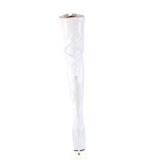 Patent 15 cm DELIGHT-3027 White overknee boots with laces