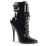 Patent 15 cm DOMINA-1023 Black ankle boots high heels