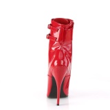 Patent 15 cm DOMINA-1023 Red ankle boots high heels