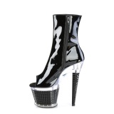 Patent 18 cm SPECTATOR-1021 Exotic platform peep toe ankle boots black