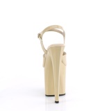 Patent 19 cm ENCHANT-709 beige pleaser shoes with high heels