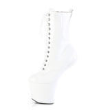 Patent 20 cm CRAZE-1040 Heelless platform pony ankle boots white