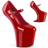 Patent 20 cm CRAZE-880 Heelless platform pony pumps red