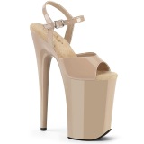 Patent 23 cm INFINITY-909 Beige extrem platform high heels shoes