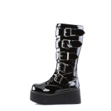 Patent 8,5 cm TTRASH518 cyberpunk knee high mens boots platform black