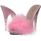 Pink 13 cm POISE-501F Marabou Feathers Mules Shoes