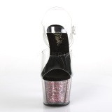 Pink 18 cm ADORE-708CG glitter platform high heels shoes