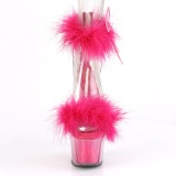 Pink 18 cm ADORE-724F exotic pole dance high heel sandals with feathers