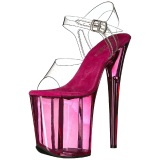 Pink 20 cm FLAMINGO-808T Acrylic Platform High Heeled Sandal