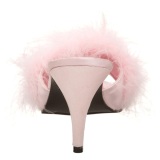 Pink 8 cm AMOUR-03 Marabou Feathers Mules Shoes