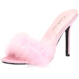 Pink Feathers 10 cm CLASSIQUE-01F High Women Mules Shoes for Men