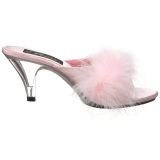 Pink Feathers 8 cm BELLE-301F High Women Mules Shoes for Men