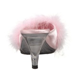 Pink Feathers 8 cm BELLE-301F High Women Mules Shoes for Men