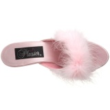 Pink Feathers 8 cm BELLE-301F High Women Mules Shoes for Men