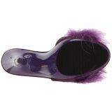 Purple 13 cm POISE-501F Marabou Feathers Mules Shoes