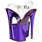 Purple 20 cm FLAMINGO-808 Chrome Platform High Heels