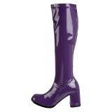 Purple boots block heel 7,5 cm - 70s years style hippie disco gogo under kneeboots patent leather